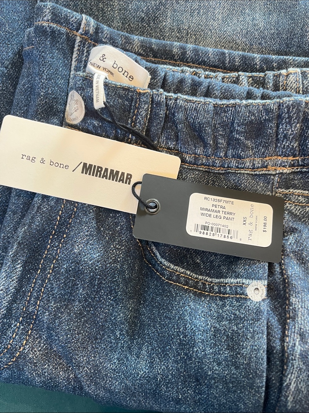 NWT Rag & Bone Miramar Terry Wide Leg Pant in Petra; XXS - Picture 7 of 7